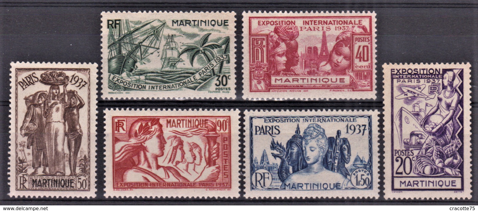 MARTINIQUE - N° 161/166**- EXPOSITION INTERNATIONALE 1937 PARIS - SERIE COMPLETE LUXE. - 1937 Exposition Internationale De Paris