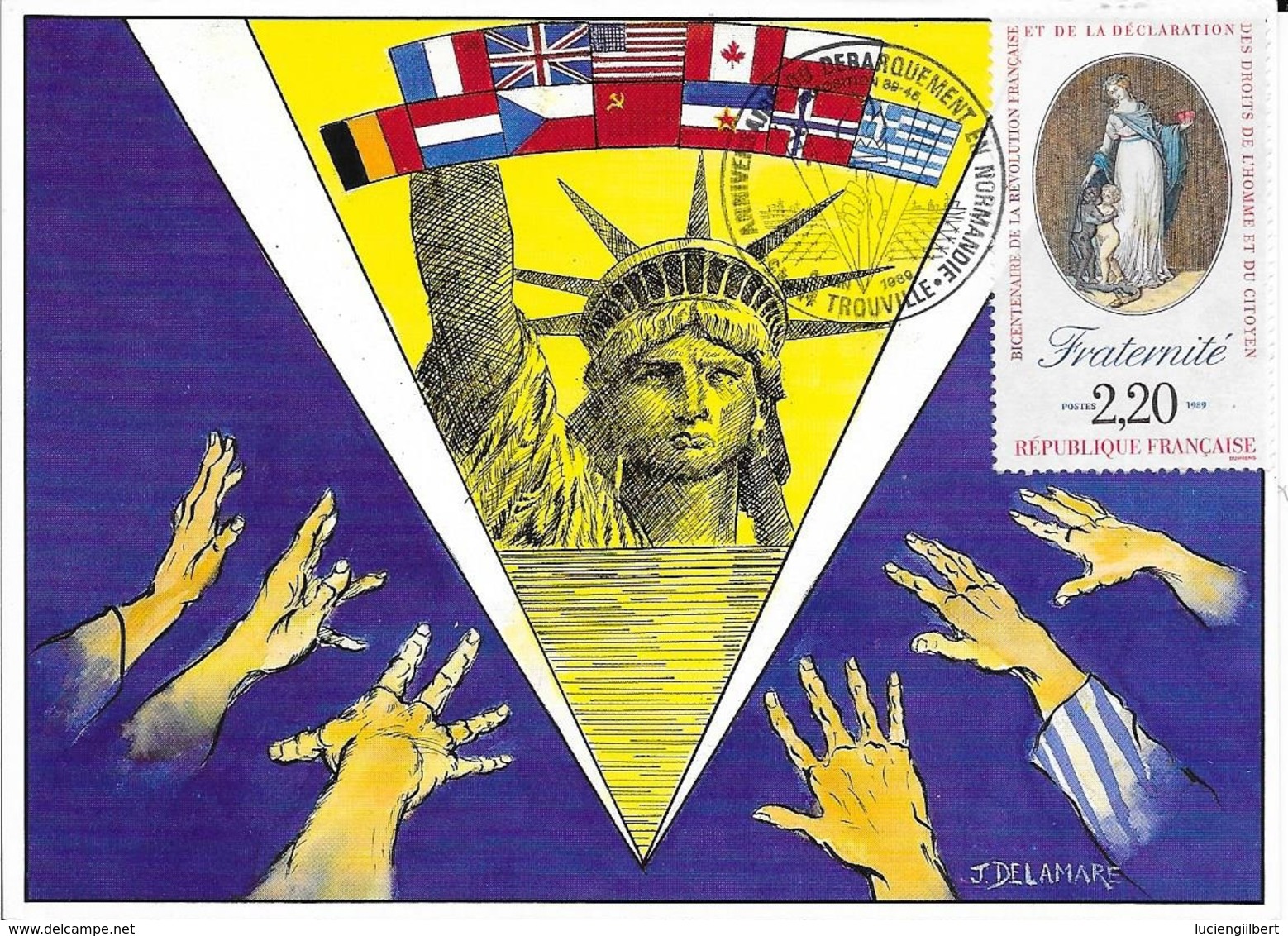 CALVADOS 14 -   TROUVILLE    -  45E ANNIVERSAIRE DU DEBARQUEMENT EN NORMANDIE -  1989 - Commemorative Postmarks