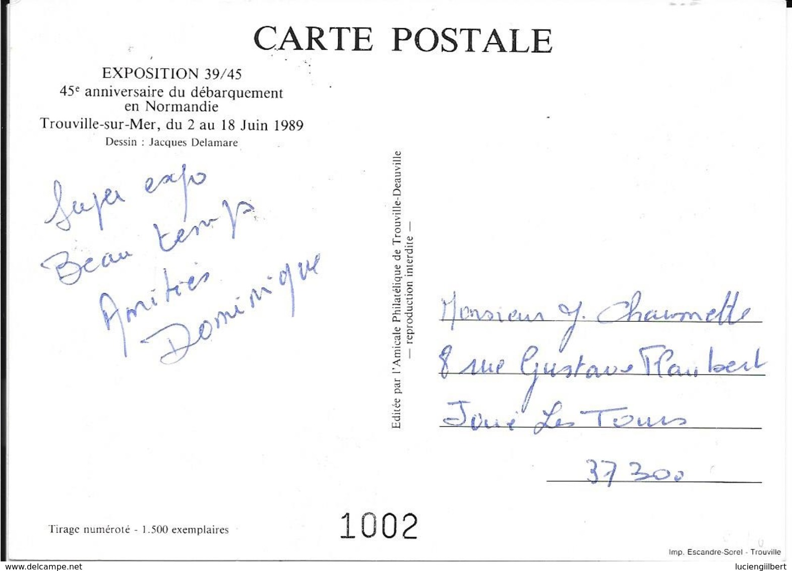 CALVADOS 14 -   TROUVILLE    -  45E ANNIVERSAIRE DU DEBARQUEMENT EN NORMANDIE -  1989 - Commemorative Postmarks