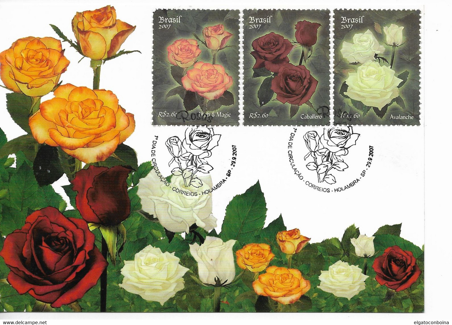 BRAZIL BRASIL 2007 ROSES FLOWERS FIRST DAY COVER FDC SPD FLERS SOUVENIR SHEET ON FDC - Neufs