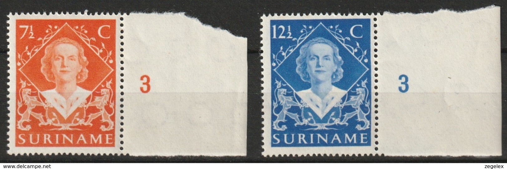 Suriname 1948 Inhuldiging Juliana - NVPH 276 Breed Randstuk MNH** Postfris - Suriname ... - 1975