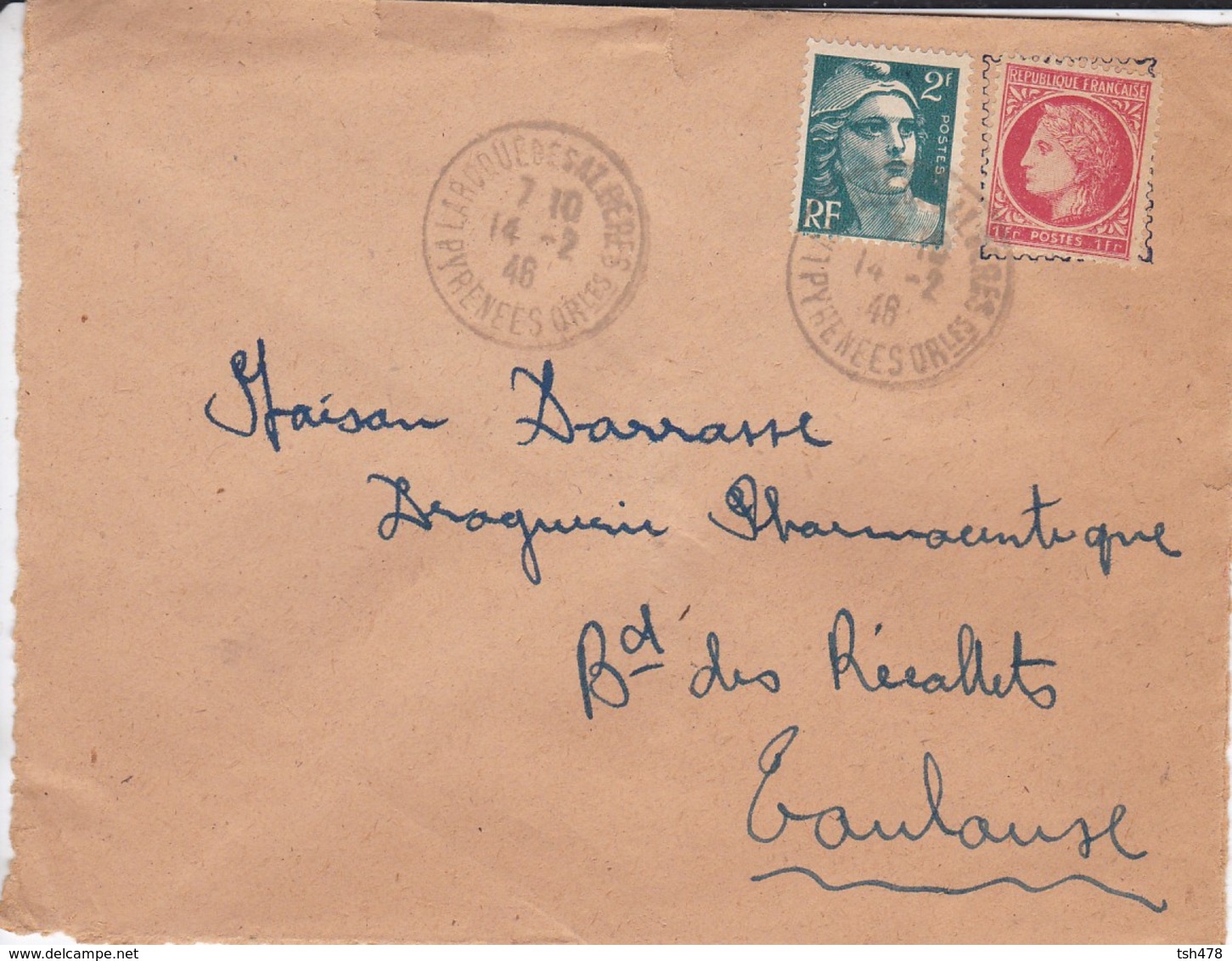 LETTRE---66--LAROQUE DES ALBERES--1948----R. MARTRILLE  Pharmacien--voir 2 Scans - 1921-1960: Période Moderne