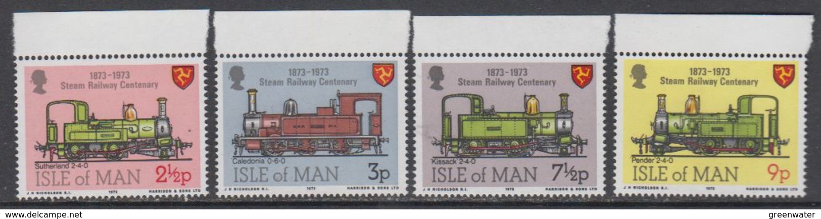 Isle Of Man 1973 Steam Railway Centenary 4v ** Mnh (44282) - Isla De Man