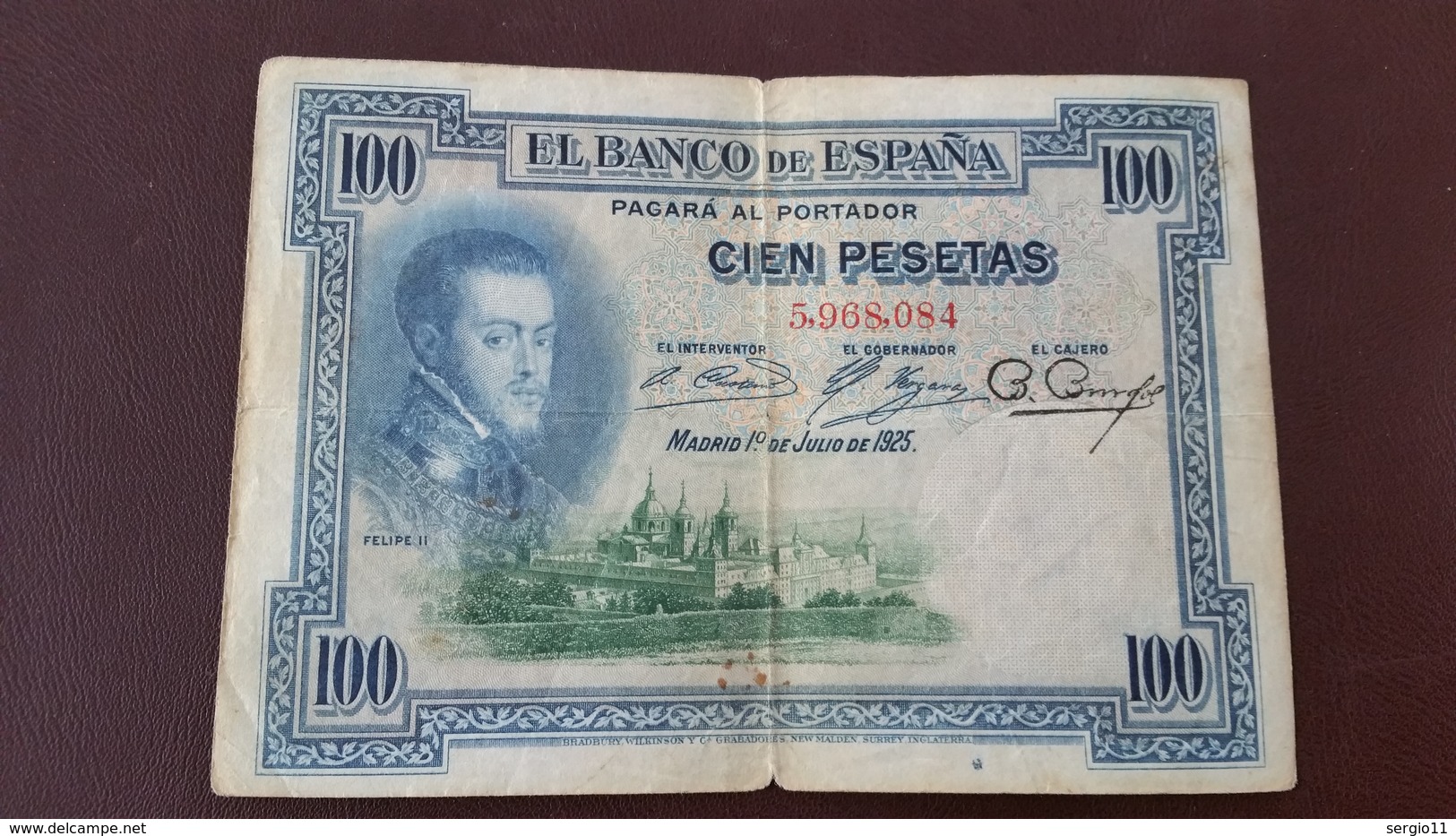 BILLET ESPAGNE. 100 PESETAS Juin 1925. N° De Série  5 968 084 - Autres & Non Classés