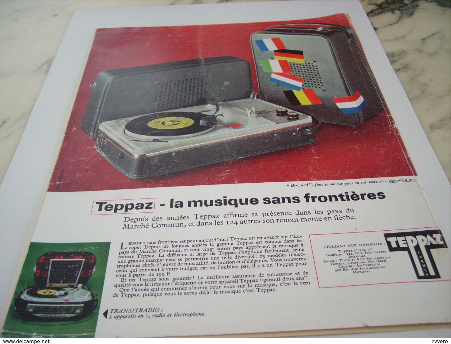 ANCIENNE PUBLICITE  MUSIQUE SANS FRONTIERE AVEC TEPPAZ 1968 - Autres & Non Classés