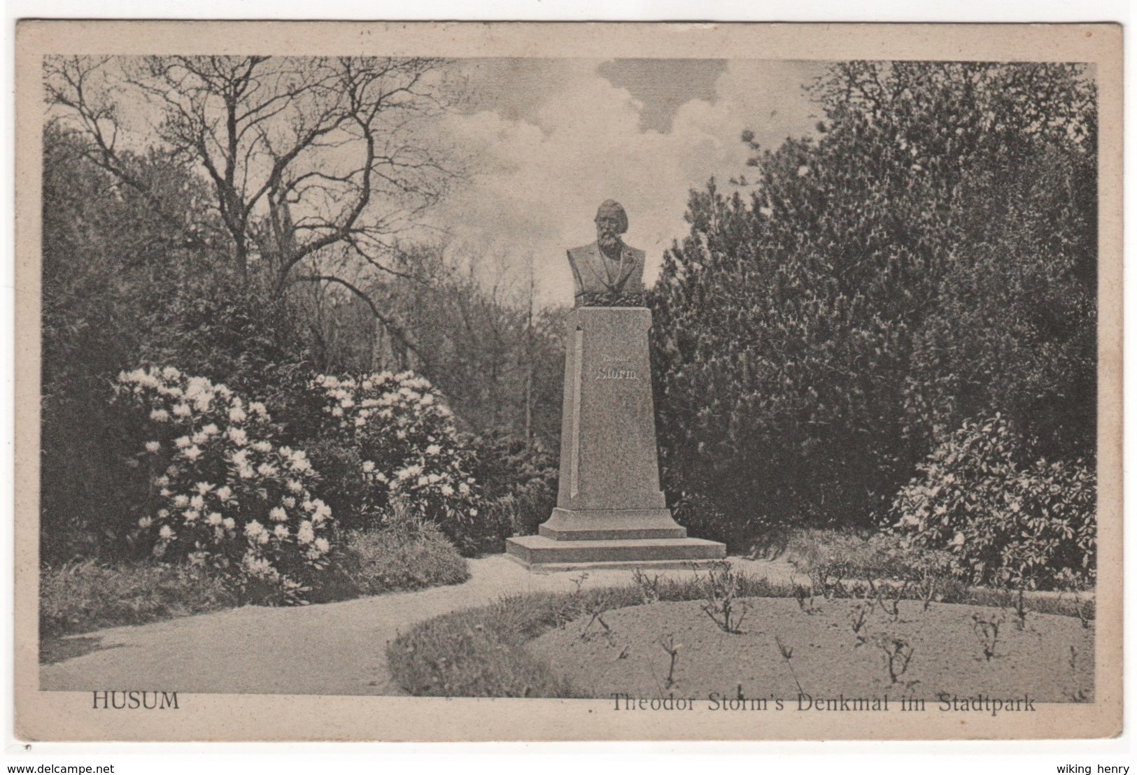 Husum - S/w Theodor Storm Denkmal Im Stadtpark - Husum