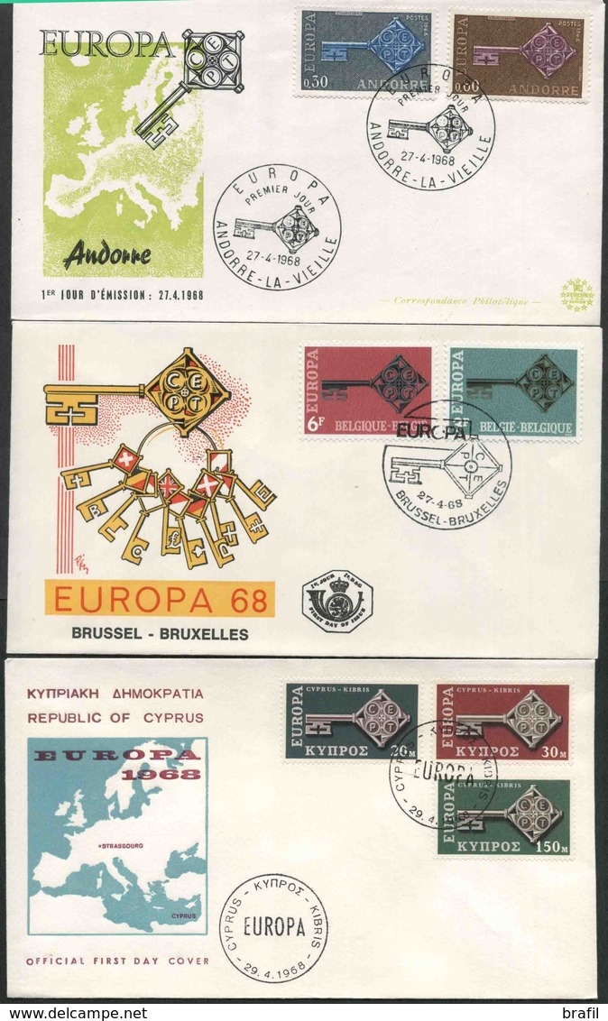 1968 Europa C.E.P.T., Annata Completa F.D.C. Non Viaggiate - 1968