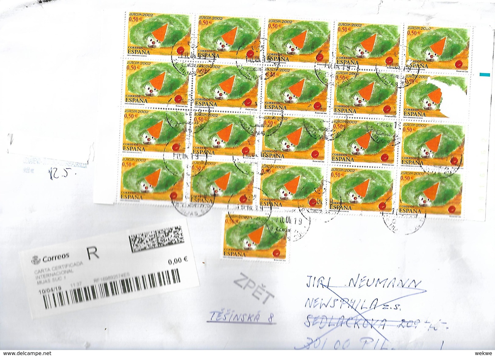 Spanien XXL002 / Massenfrankatur (2002) - 21 Marken Nach Pilzen (Checa) - Briefe U. Dokumente