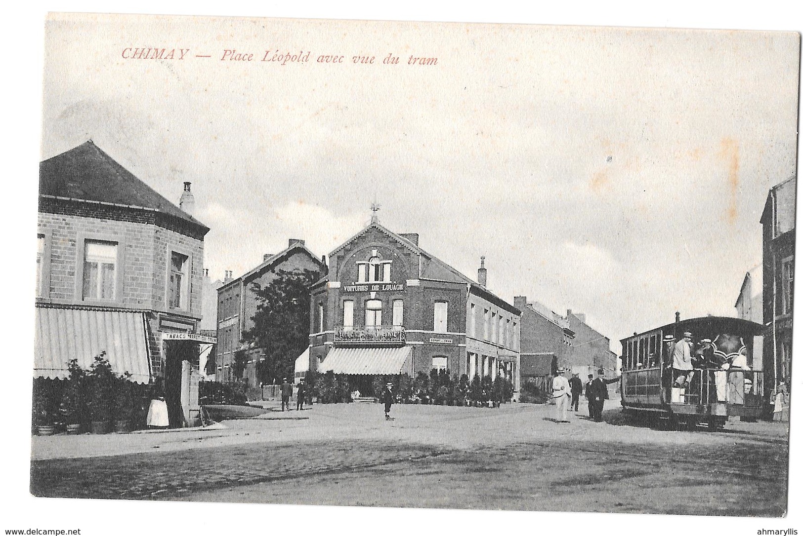 Chimay Place Leopold Avec Vue Du Tram 1909 Bon état - Chimay