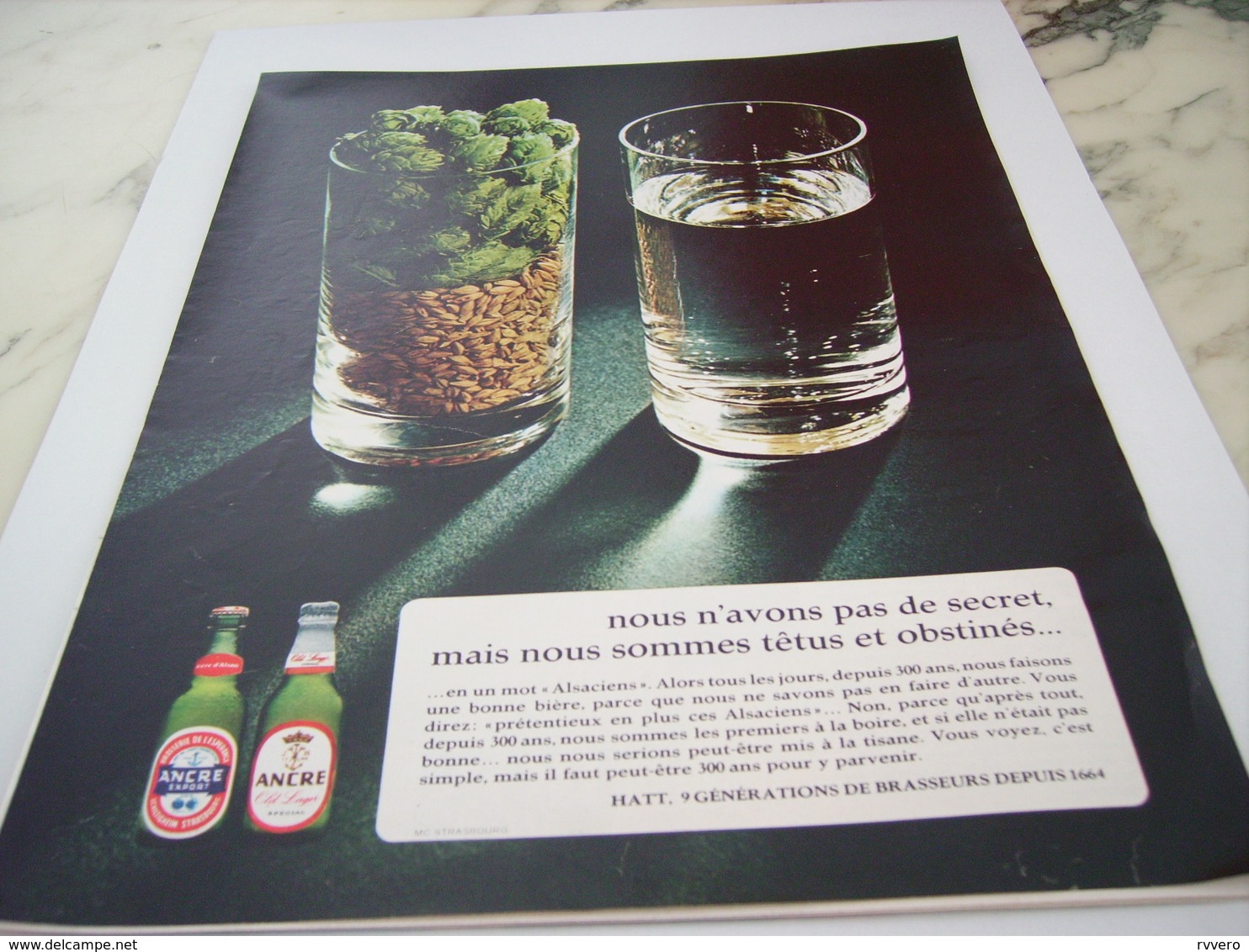 ANCIENNE PUBLICITE TETUS ET OBSTINE UNE BIERE ANCRE 1968 - Alcools