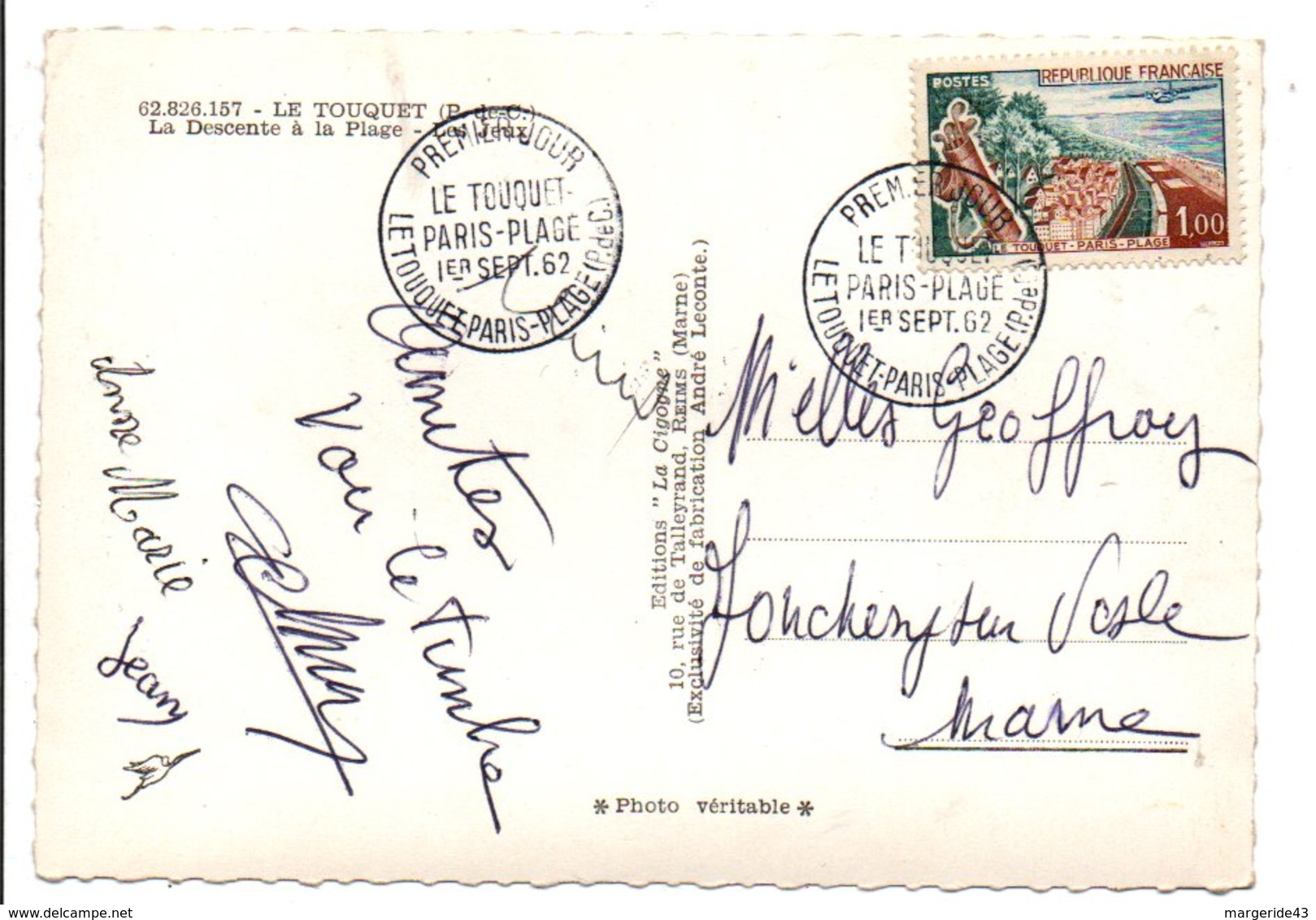 OBLITERATION FDC DE LE TOUQUET SUR CARTE...DU TOUQUET 1962 - 1961-....