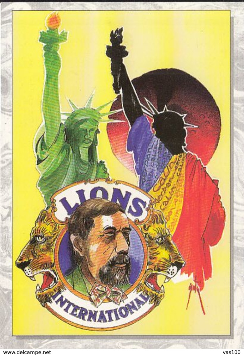 CPA UNSIGNED ILLUSTRATION, QUENTIN- LIONS CLUB INTERNATIONAL, STATUE OF LIBERTY - Quentin