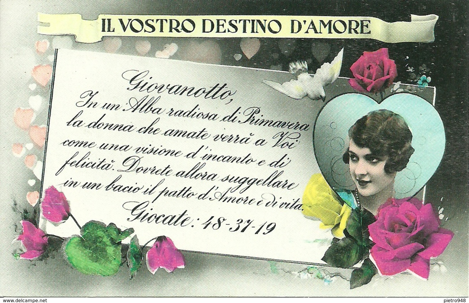 Numeri Del Lotto Dati Con Amore, Riproduzione Da Orig., Reproduction, Illustrazione, (F30) - Altri & Non Classificati