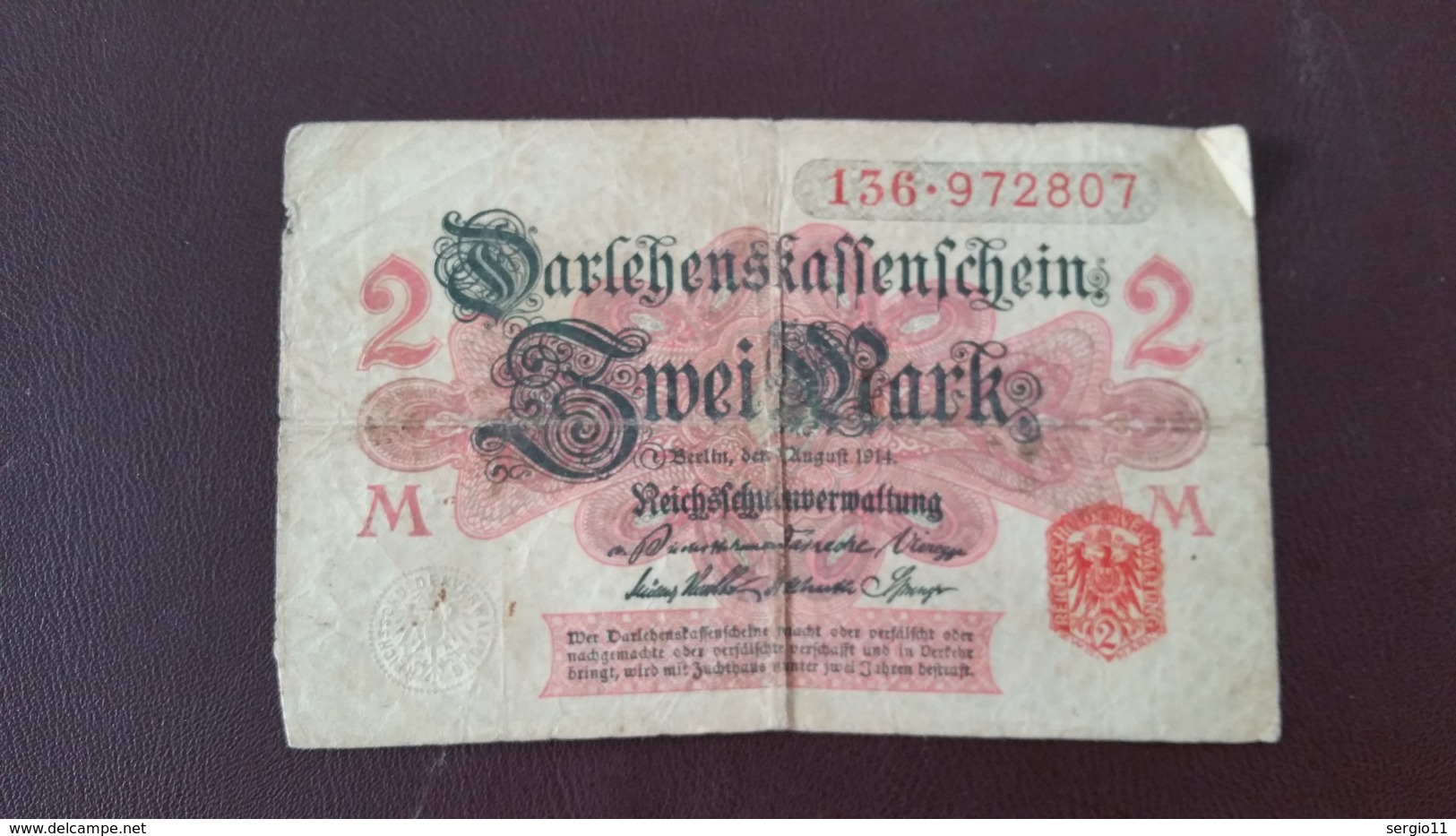 Billet Allemagne 2 Mark 12 Août 1914 N° Série 136 - 972807 - Altri & Non Classificati