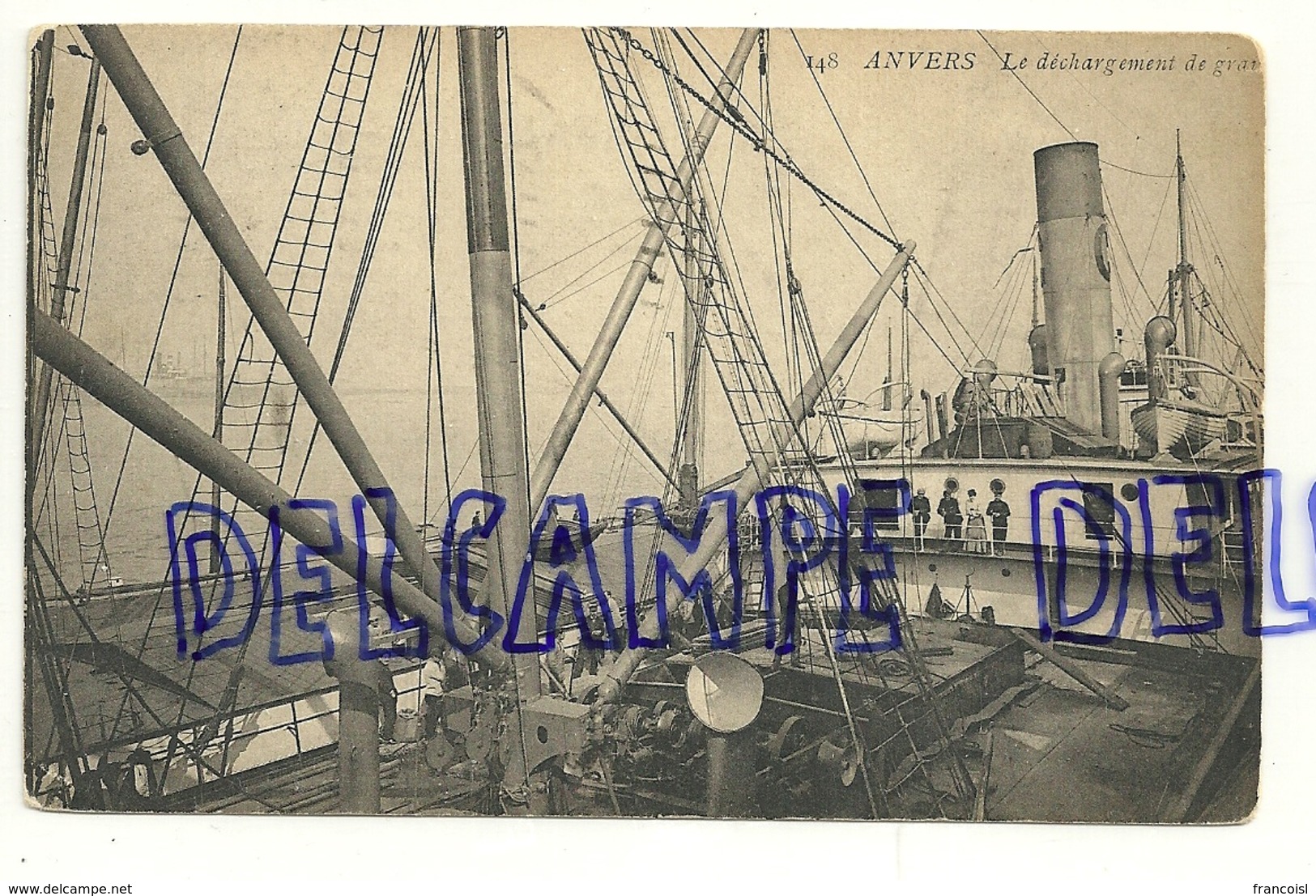 Anvers. Déchargement De Grains. Carte Animée. 1908 - Antwerpen