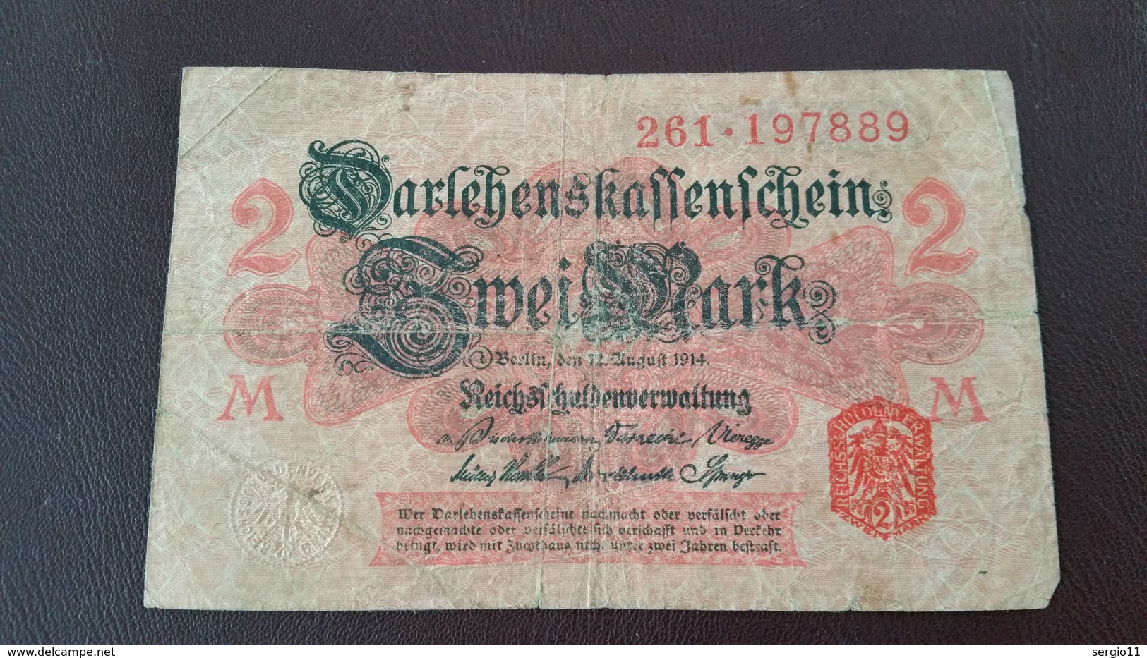 Billet Allemagne 2 Mark 12 Août 1914 N° Série 261 - 197889 - Sonstige & Ohne Zuordnung