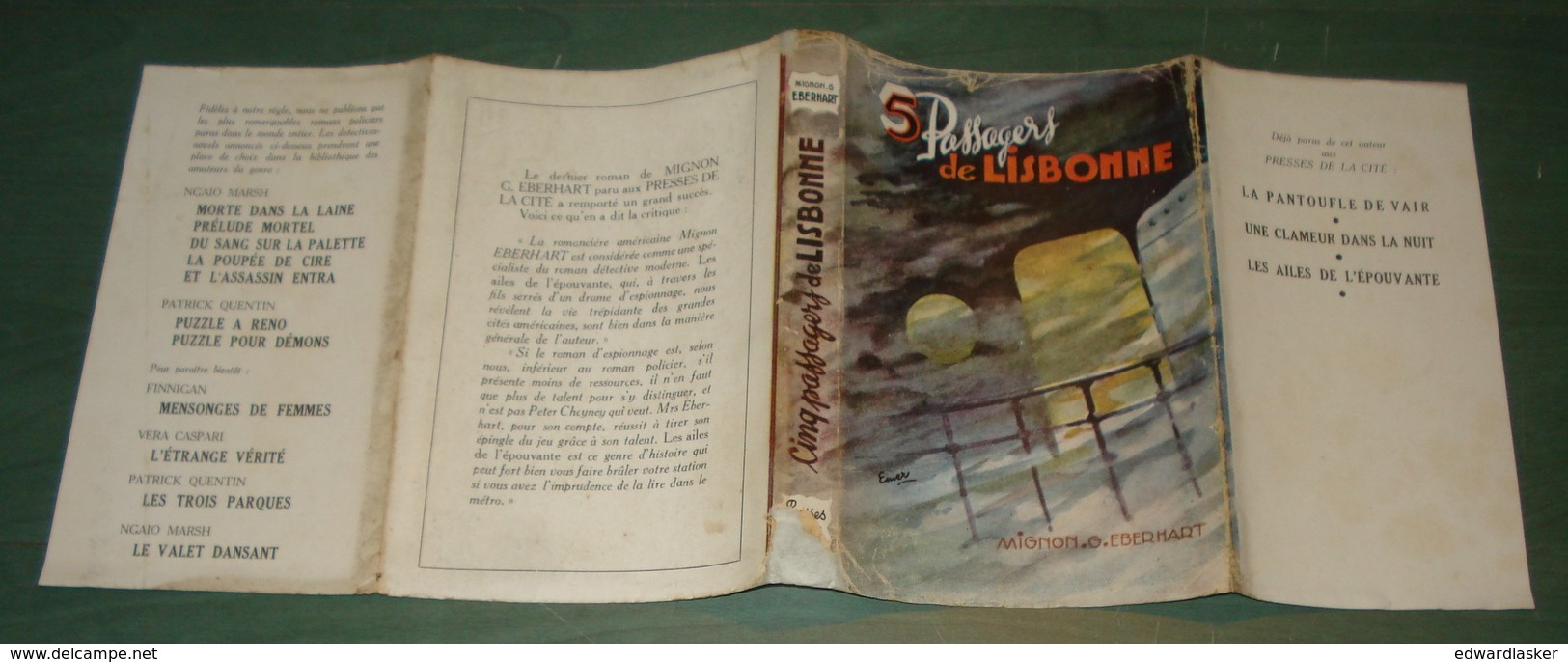 EBERHART Mignon G. : Cinq passagers de Lisbonne - 1947 - Presses de la Cité - jaquette