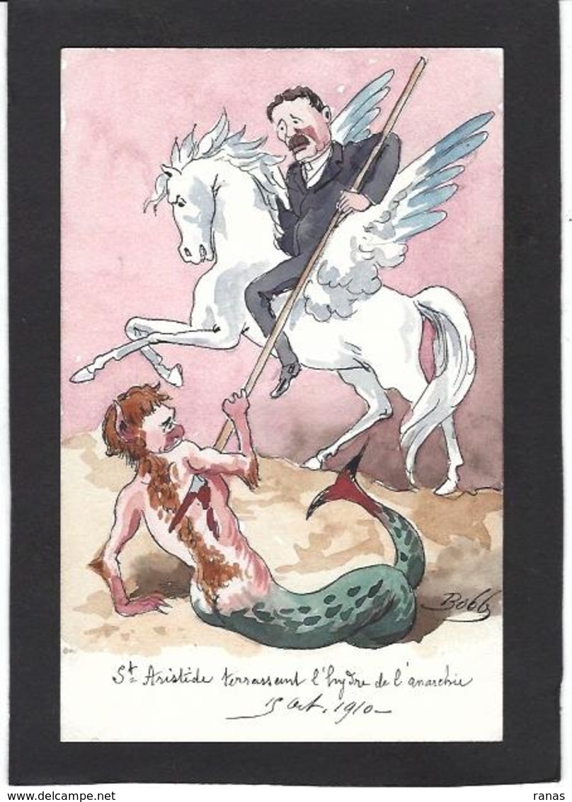 CPA Bobb Satirique Caricature Non Circulé Dessin Original Fait Main Sirène Mermaid Aristide Briand Anarchie - Satiriques