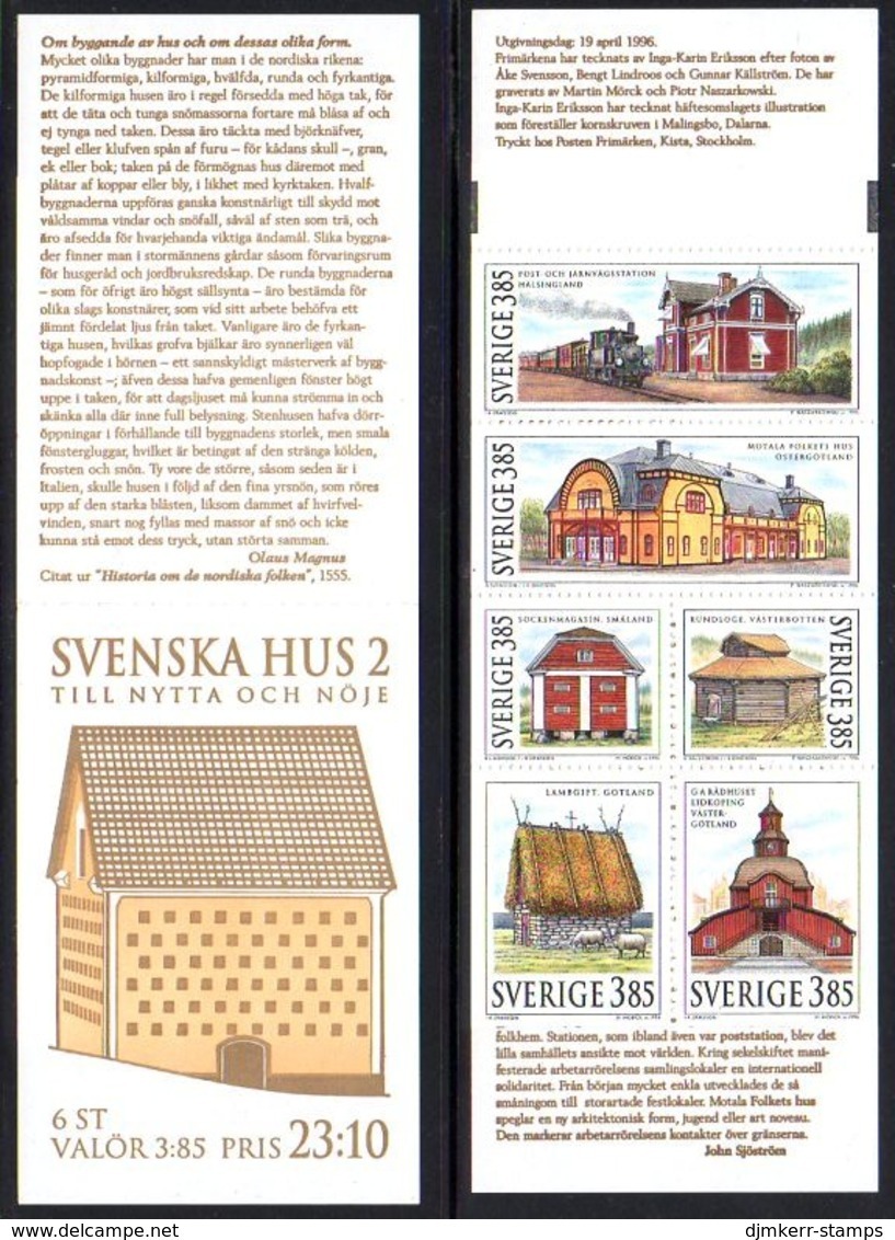 SWEDEN 1996 Traditional Houses II Booklet MNH / **.  Michel MH214 - 1981-..