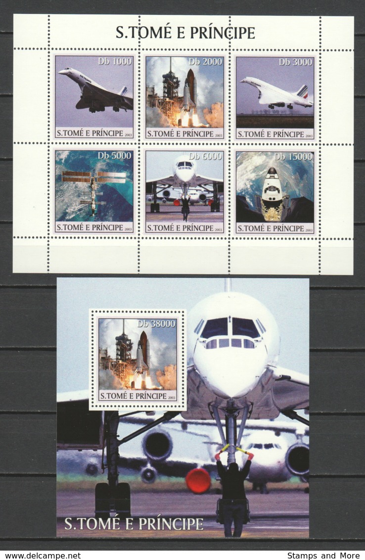 Sao Tome E Principe 2003 Kleinbogen Mi 2206-2211 + Block  453 MNH CONCORDE - SPACE EXPLORATION - Concorde