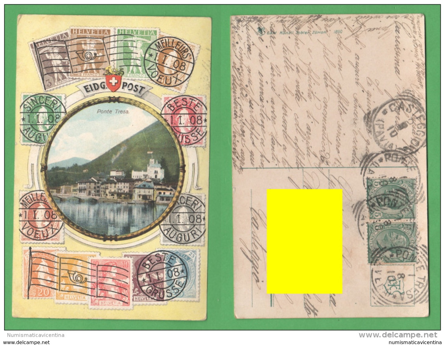 Svizzera Ponte Tresa EIDG Post Cp 1910 Helvetia Suisse Switzerland - Timbres (représentations)