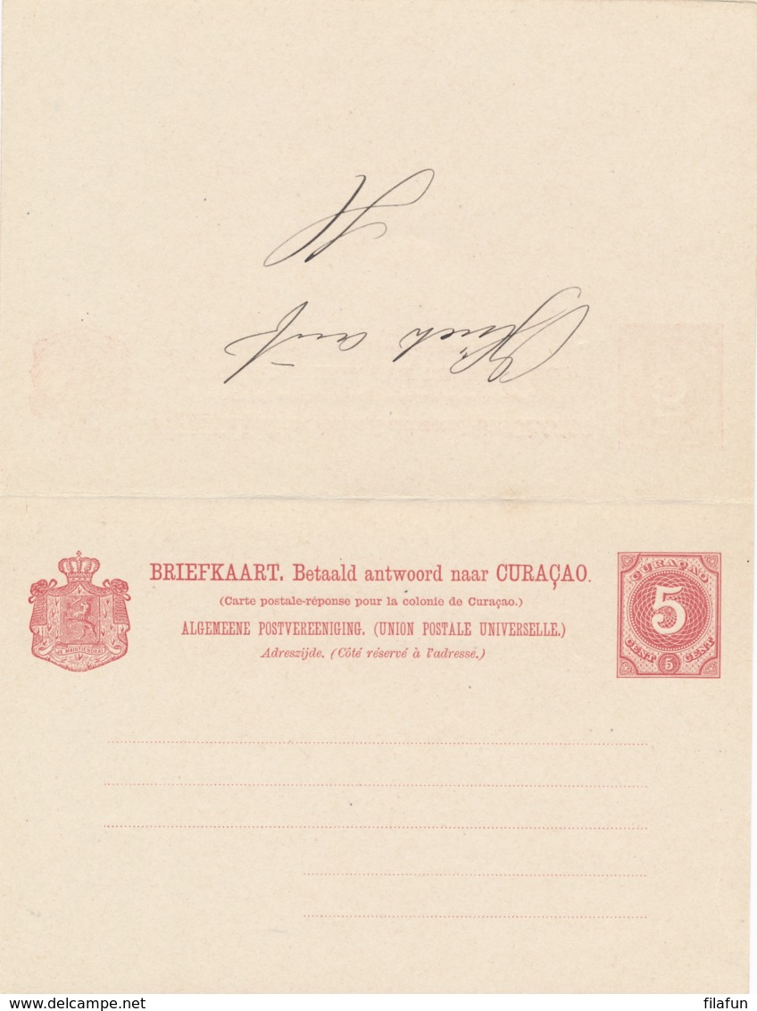 Curacao - 1893 - 5+5 Cent Cijfer, Briefkaart G12 - Filatelistisch Gebruikt Met VK Curacao - Curazao, Antillas Holandesas, Aruba