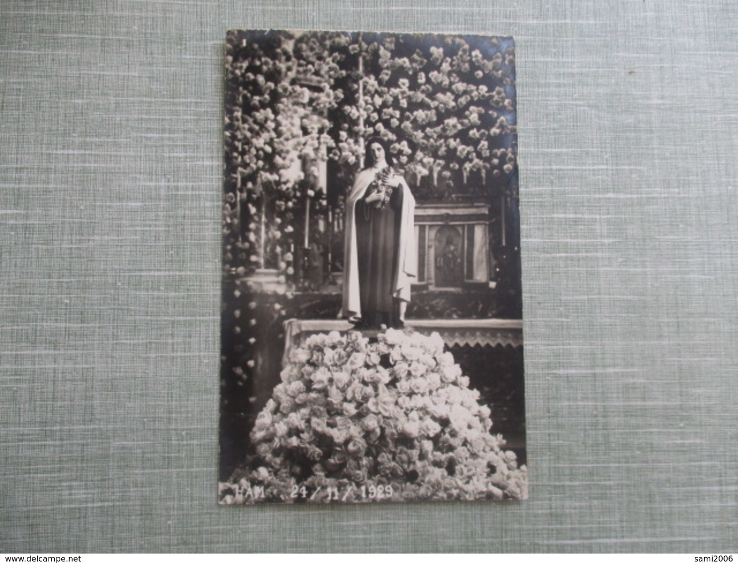 CPA PHOTO 80 HAM STATUE FLEURS - Ham