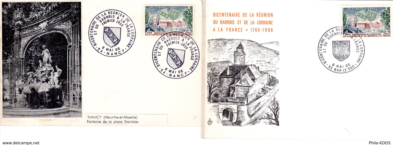 Lot " 200 ANS DE L'INTEGRATION DE LA LORRAINE " Sur 10 Cartes Maximum De 1966. Div. édit° N° YT 1483. TB état CM - Collections, Lots & Series