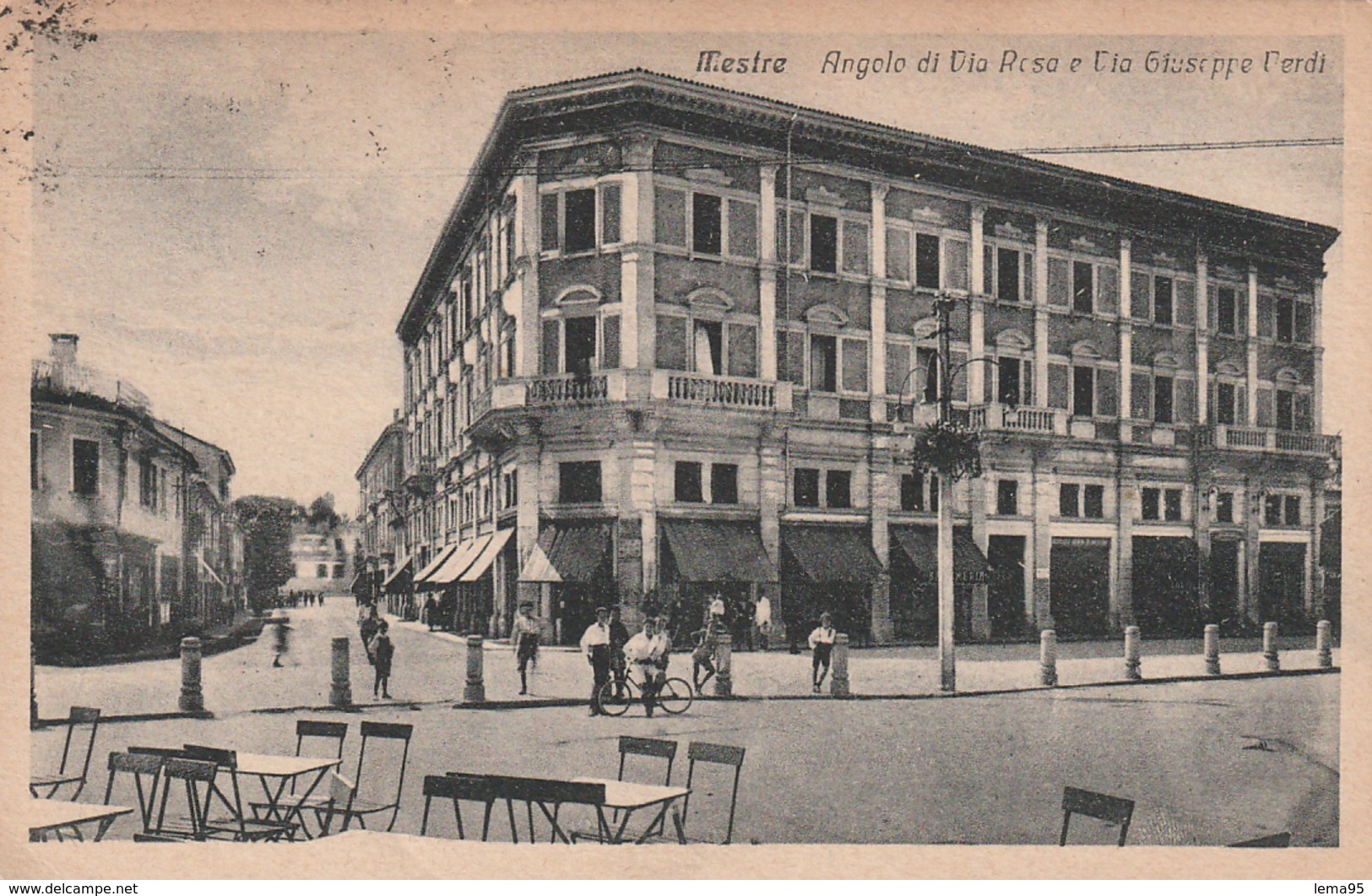 MESTRE D'EPOCA ANNO 1925 DETTAGLI DEL CENTRO ANGOLO VIE RESA E G. VERDI ANIMATA - Venezia