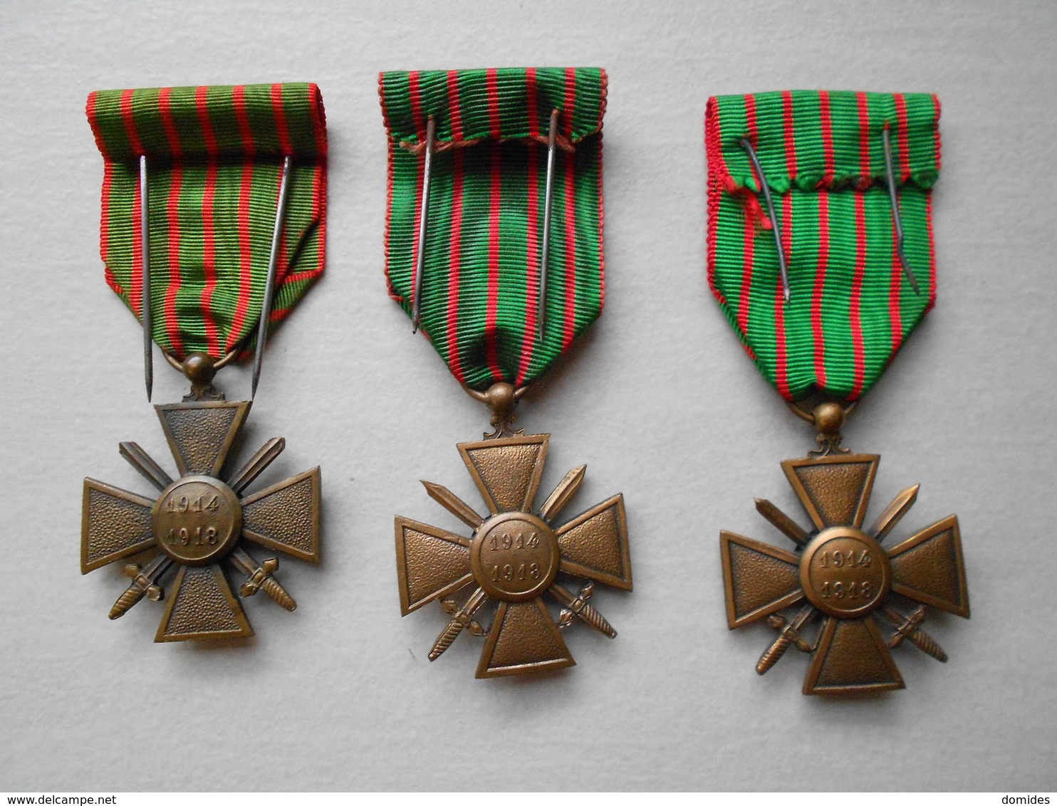 Lot 3 Médailles Croix De Guerre 1914-1918 - Francia