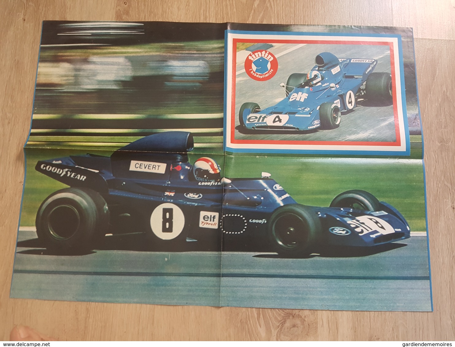 Automobile F1, Formule 1 - Poster Pilote De Course, Cevert - Elf Tyrrell - Ford, Goodyear, Journal Tintin L'Hebdotimiste - Autosport - F1