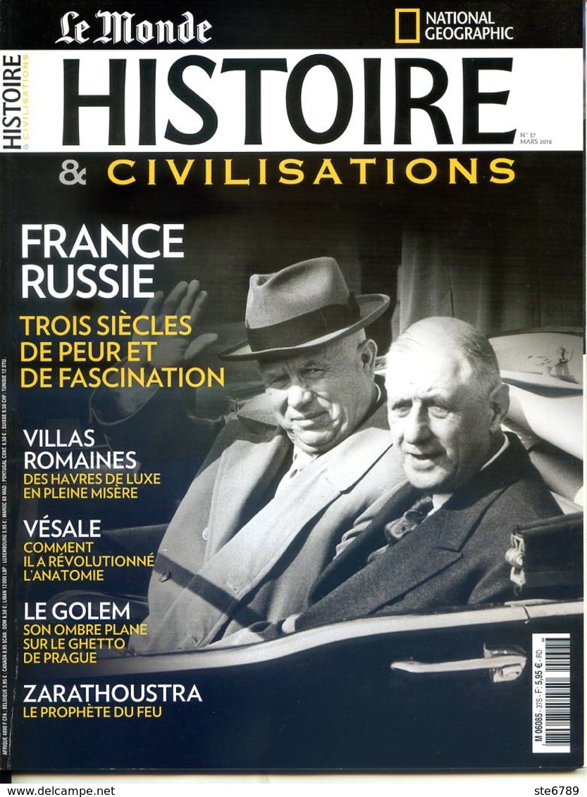 Histoire Et Civilisations N° 37 France Russie , Villas Romaines , Vésale , Naufrage Batavia , Zarathoustra , Golem Pragu - Historia