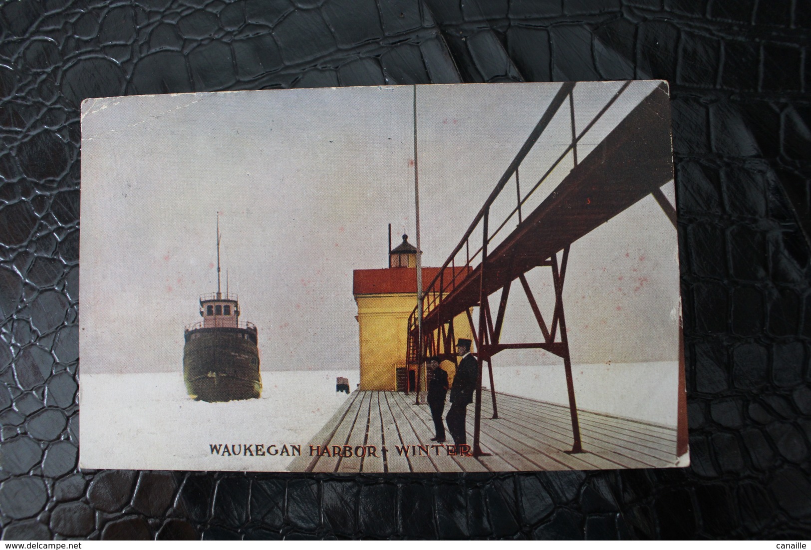 I-122 /  Etats-Unis  IL - Illinois  Waukegan -  Waukegan Harbor - Winter  / Circulé 1910 - Aurora (Ilinois)
