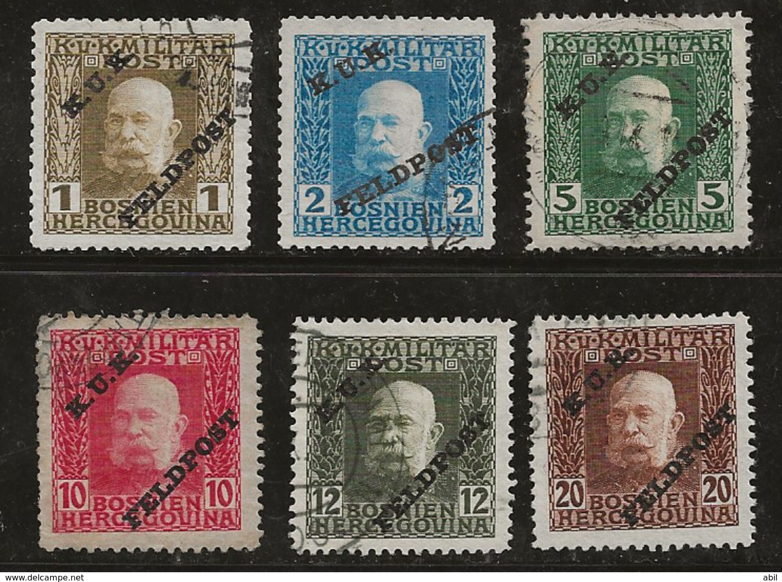 Autriche-Hongrie 1915 N°Y.T. :  1,2,4,6,7,8 Obl. - Oblitérés