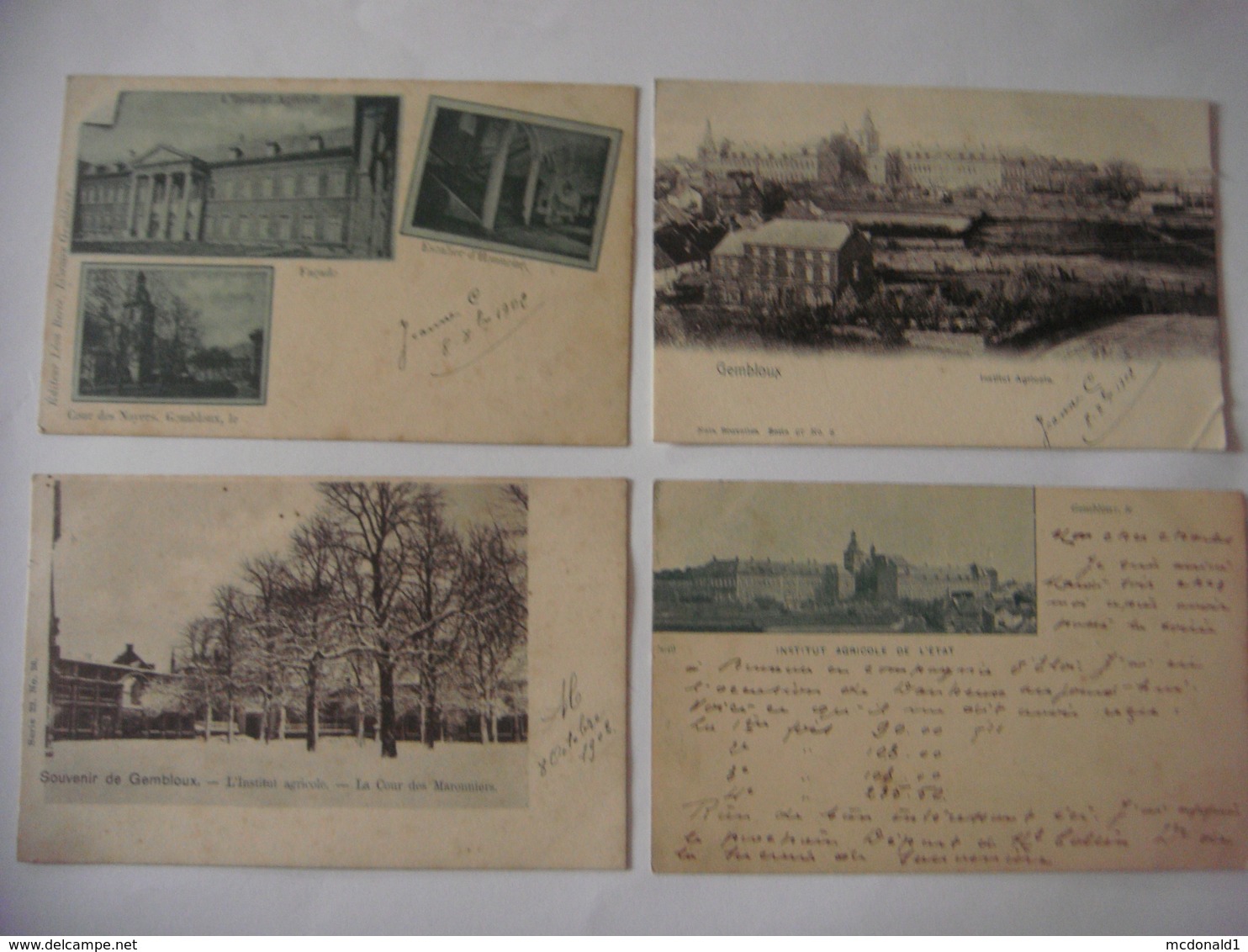 Lot De 8 Cartes De GEMBLOUX - Institut Agricole ( Vues Diverses Dont Quelques Unes Peu Courantes ) 1902 - Gembloux