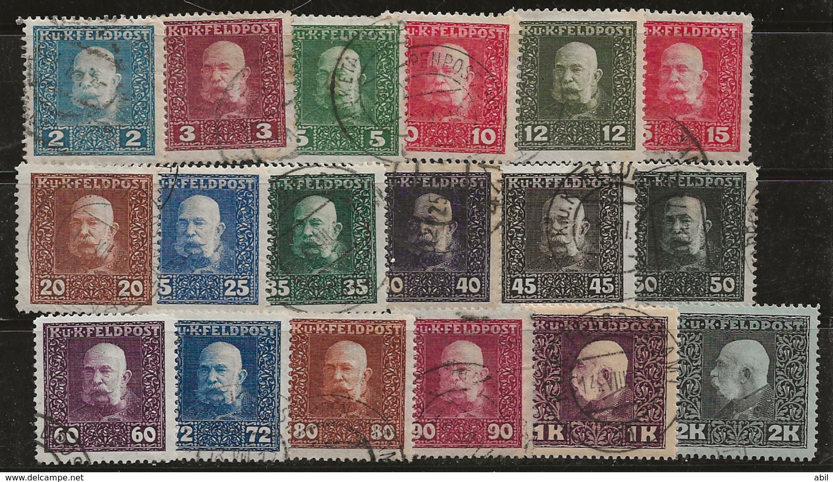 Autriche-Hongrie 1915-1917 N°Y.T. :  23 à 25,27,29,31,33 Et 35 à 44 Obl. - Oblitérés