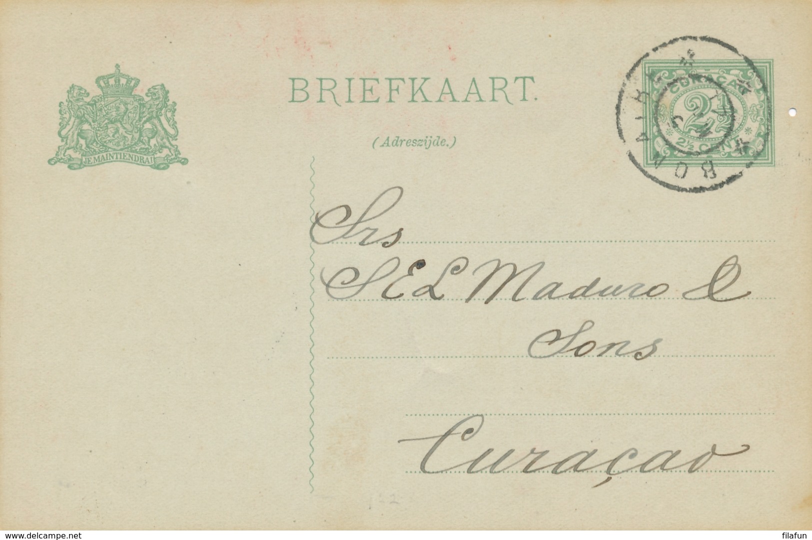 Curacao - 1920 - 2,5 Cent Cijfer, Briefkaart G22 Echt Gebruikt Van GR BONAIRE Naar Curacao - Curaçao, Nederlandse Antillen, Aruba