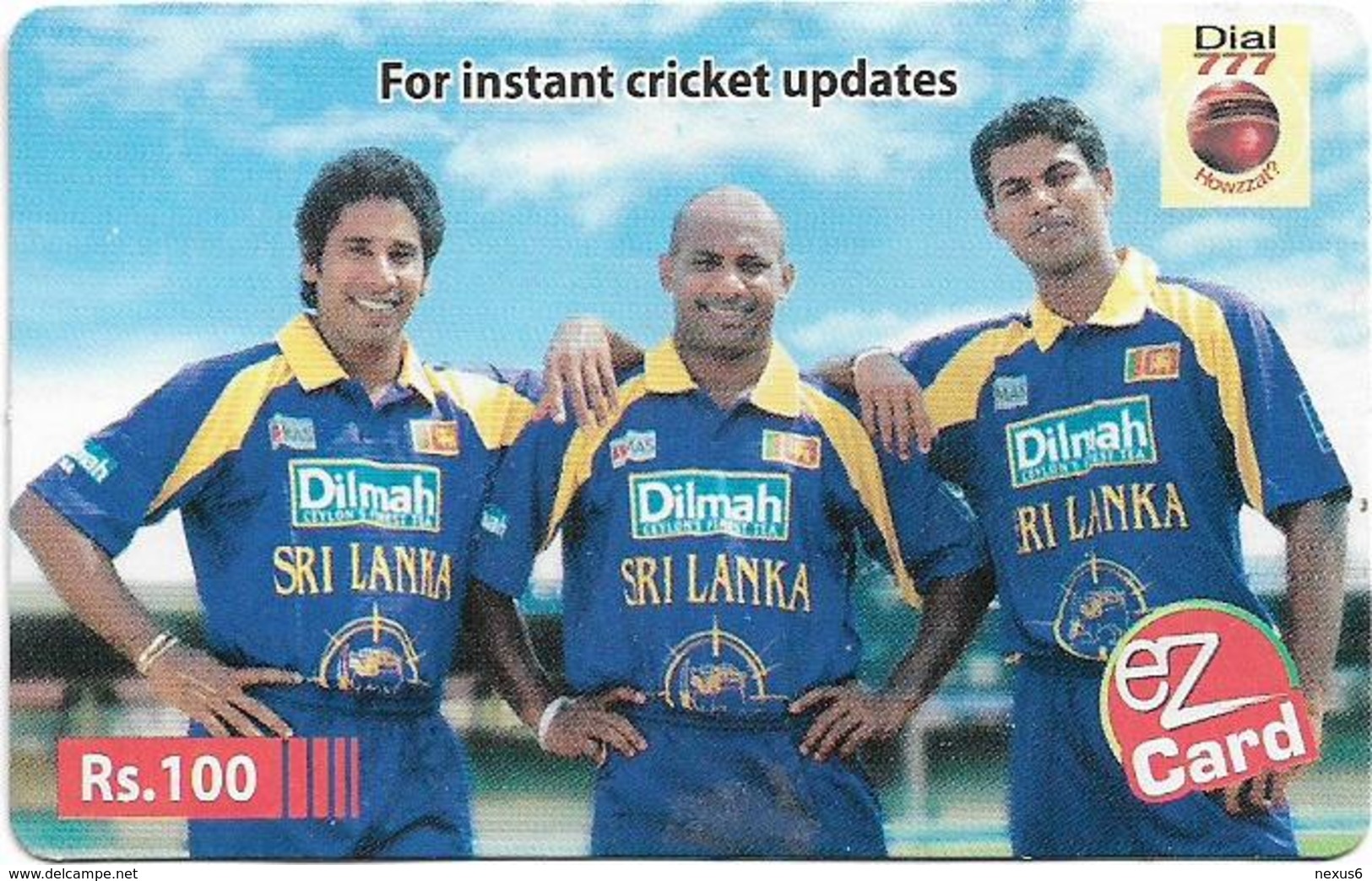 Sri Lanka - Dialog Tel. - EZ Card, Three Cricket Players, Prepaid 100Rs, Used - Sri Lanka (Ceylon)