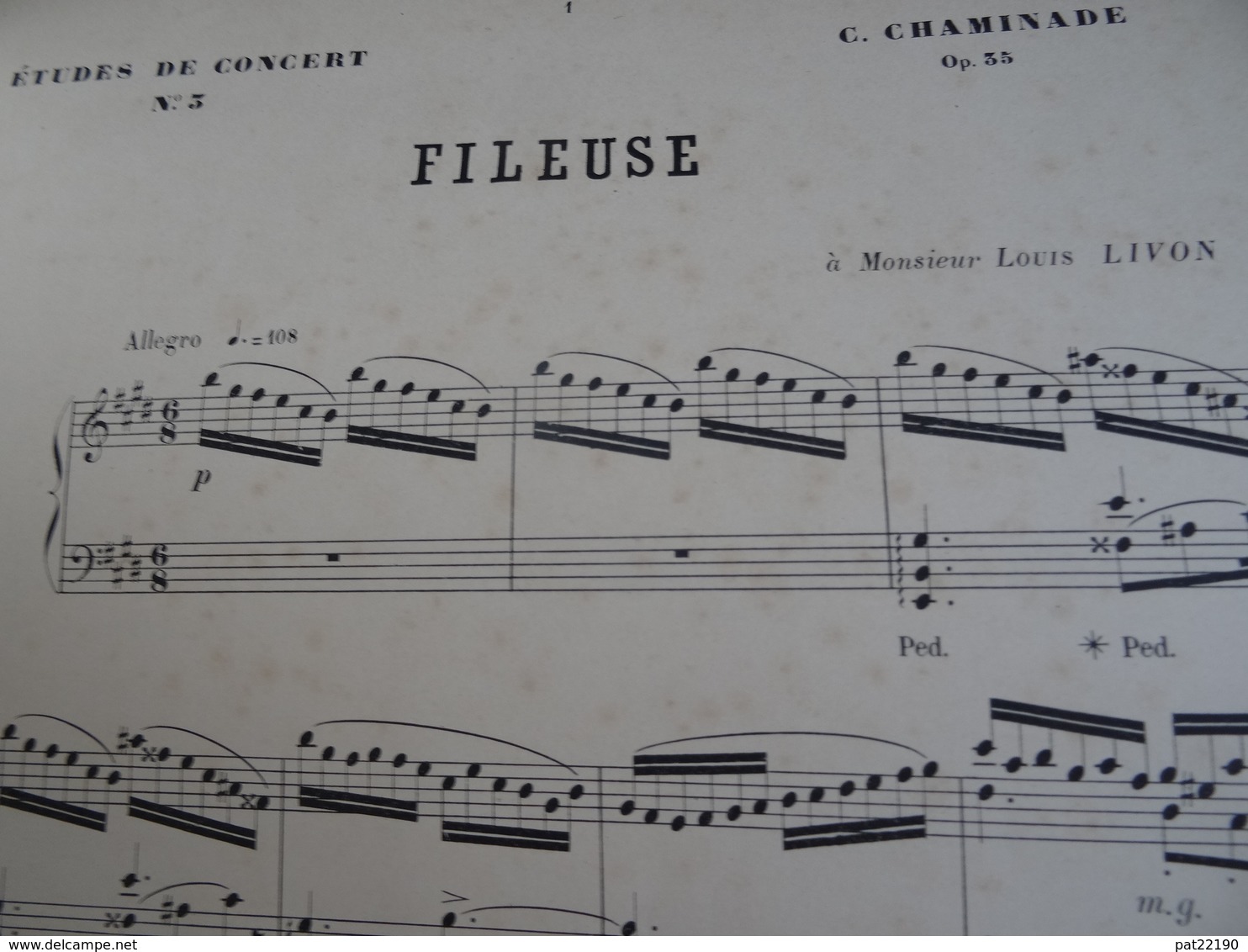 Partition Ancienne GF Chaminade Piano Etudes De Concert Fileuse  14 Pages - Partituren