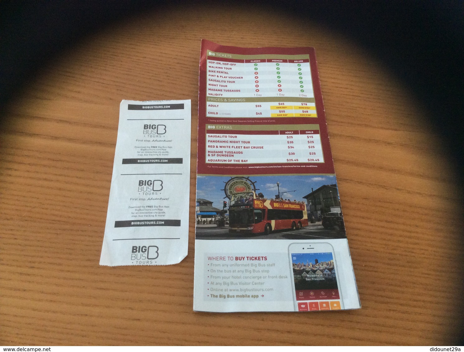 Ticket De Bus - BIG BUS B - SAN FRANSISCO - USA + Carte - Mondo