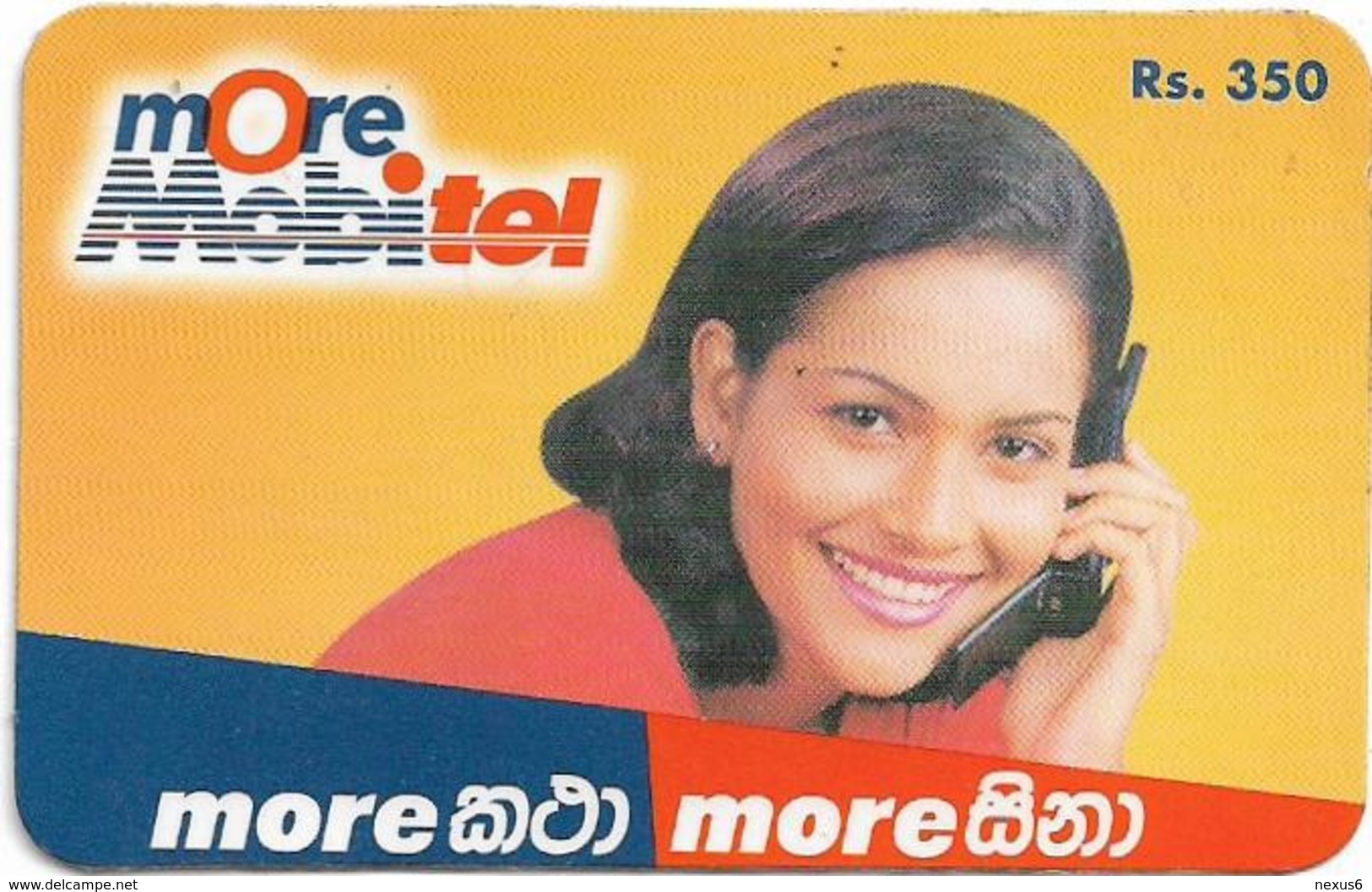 Sri Lanka - Mobitel - More Mobitel, Lady With Phone, Prepaid 350Rs, Used - Sri Lanka (Ceylon)