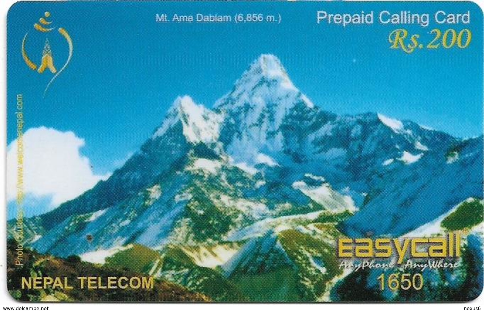Nepal - Nepal Telecom - Easycall - Mt. Ama Dablam, Exp.31.12.2007, Prepaid 200Rs, Used - Nepal