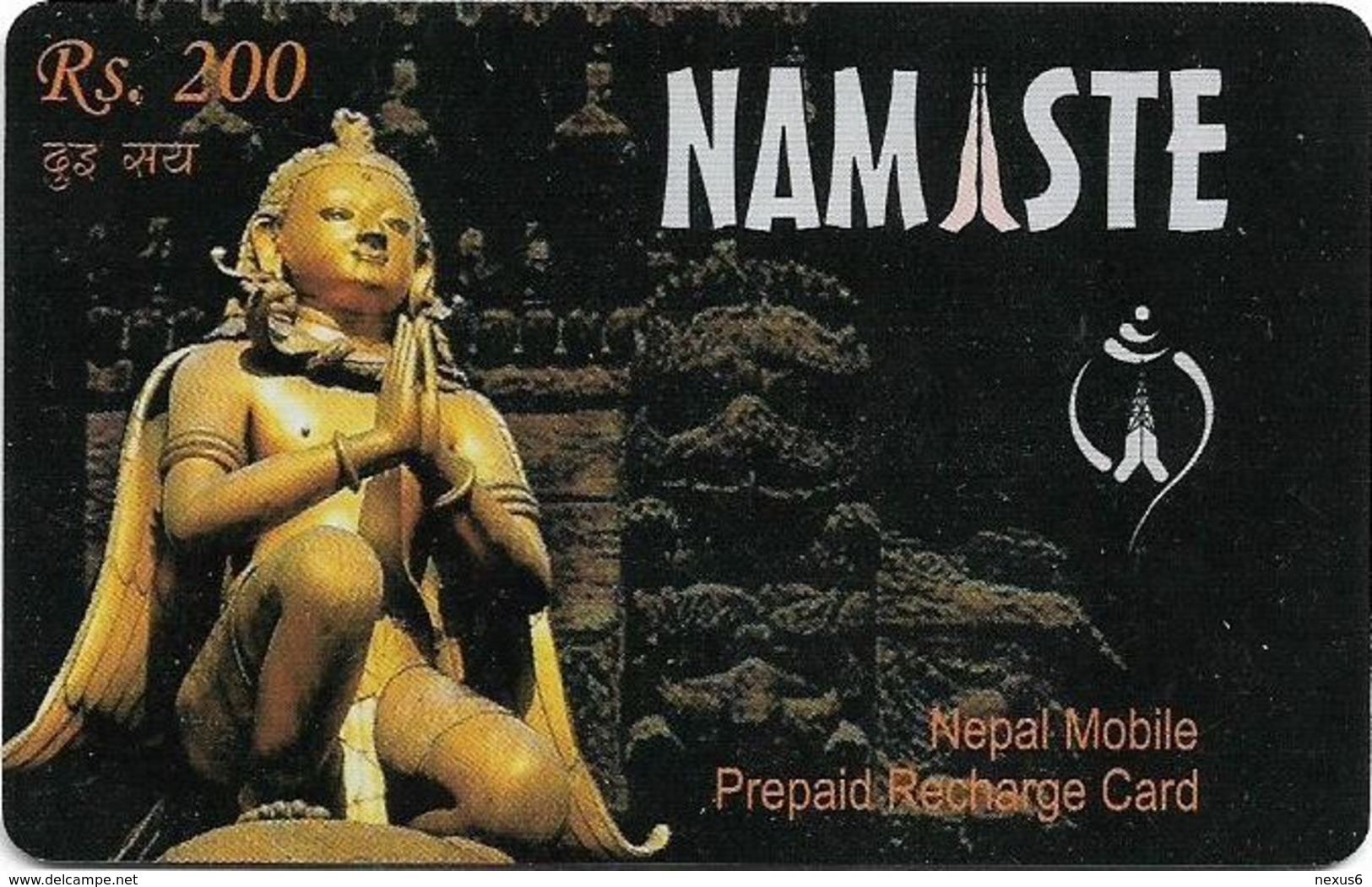 Nepal - Nepal Telecom - Namaste, Statue, Exp.31.12.2009, Prepaid 200Rs, Used - Nepal