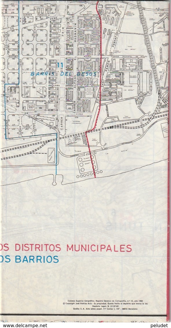 BARCELONA - PLANO GUIA URBANA - 1985 - Strassenkarten