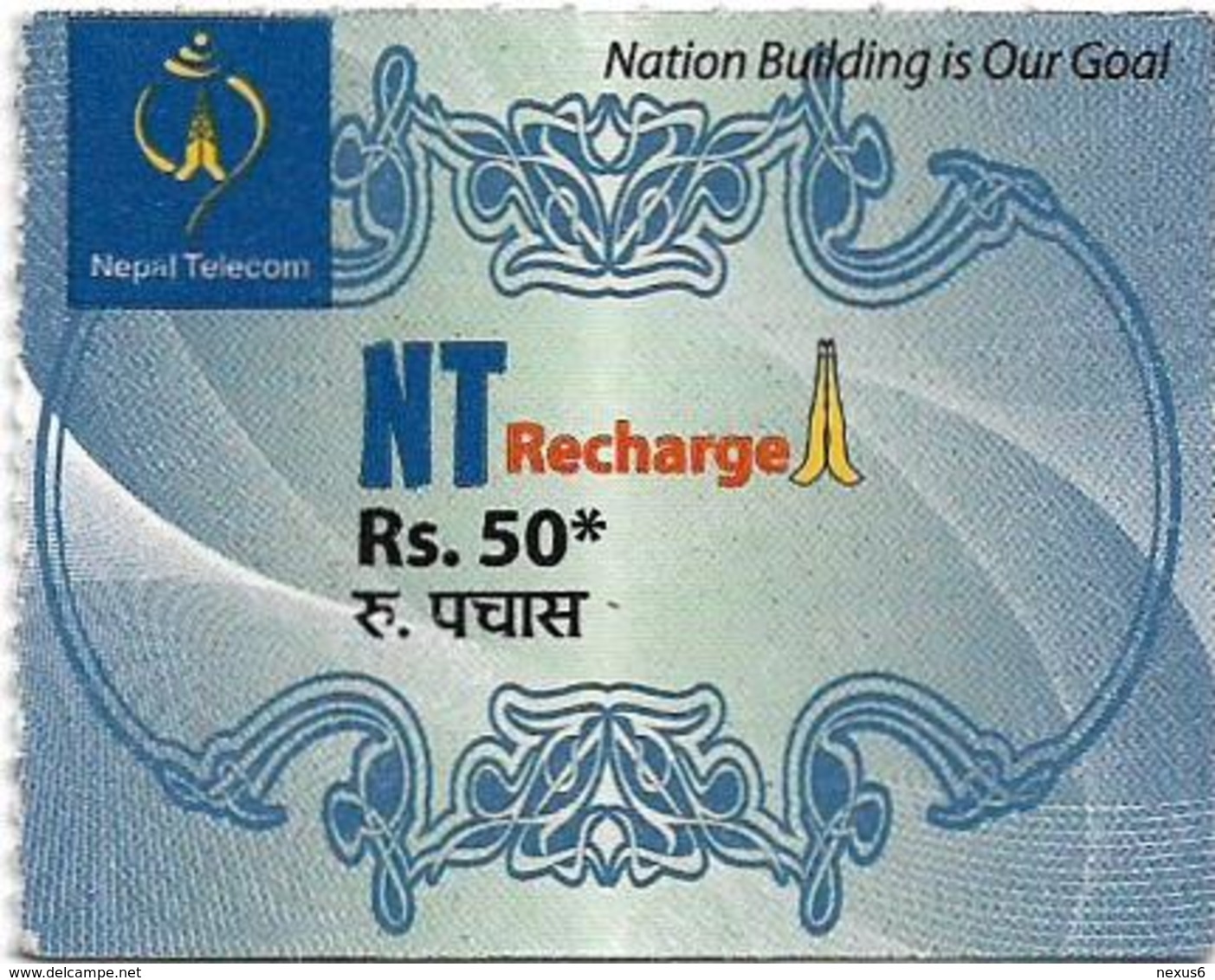 Nepal - Nepal Telecom - Generic NT Refill Design (Light Blue), Mini Prepaid 50Rs, Exp.31.01.2021, Used - Nepal