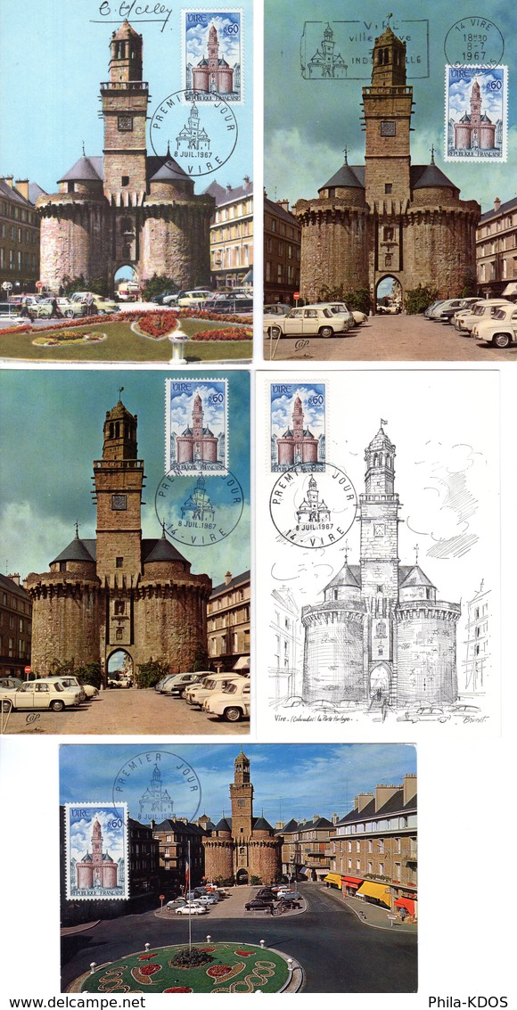 Lot " PORTE DE L'HORLOGE A VIRE " Sur 5 Cartes Maximum De 1967 Dont Une Signée Diverses éditions. N° YT 1500. TB état CM - Collections, Lots & Séries