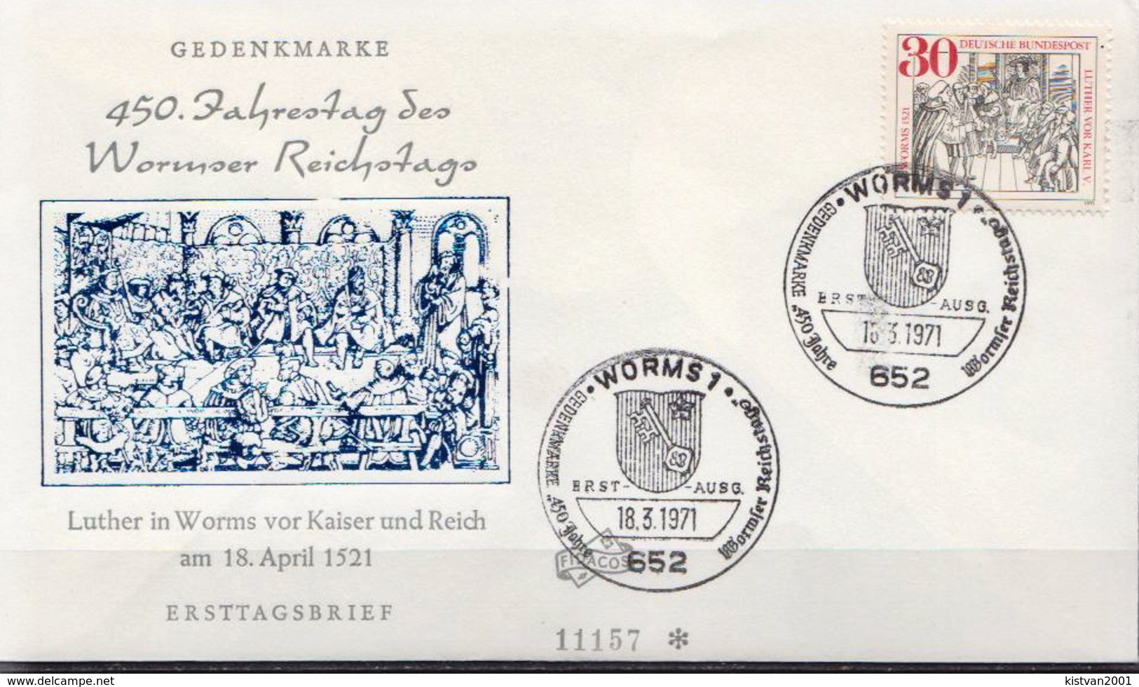 Germany Luther Stamp On FDC From 1971 - Christianity