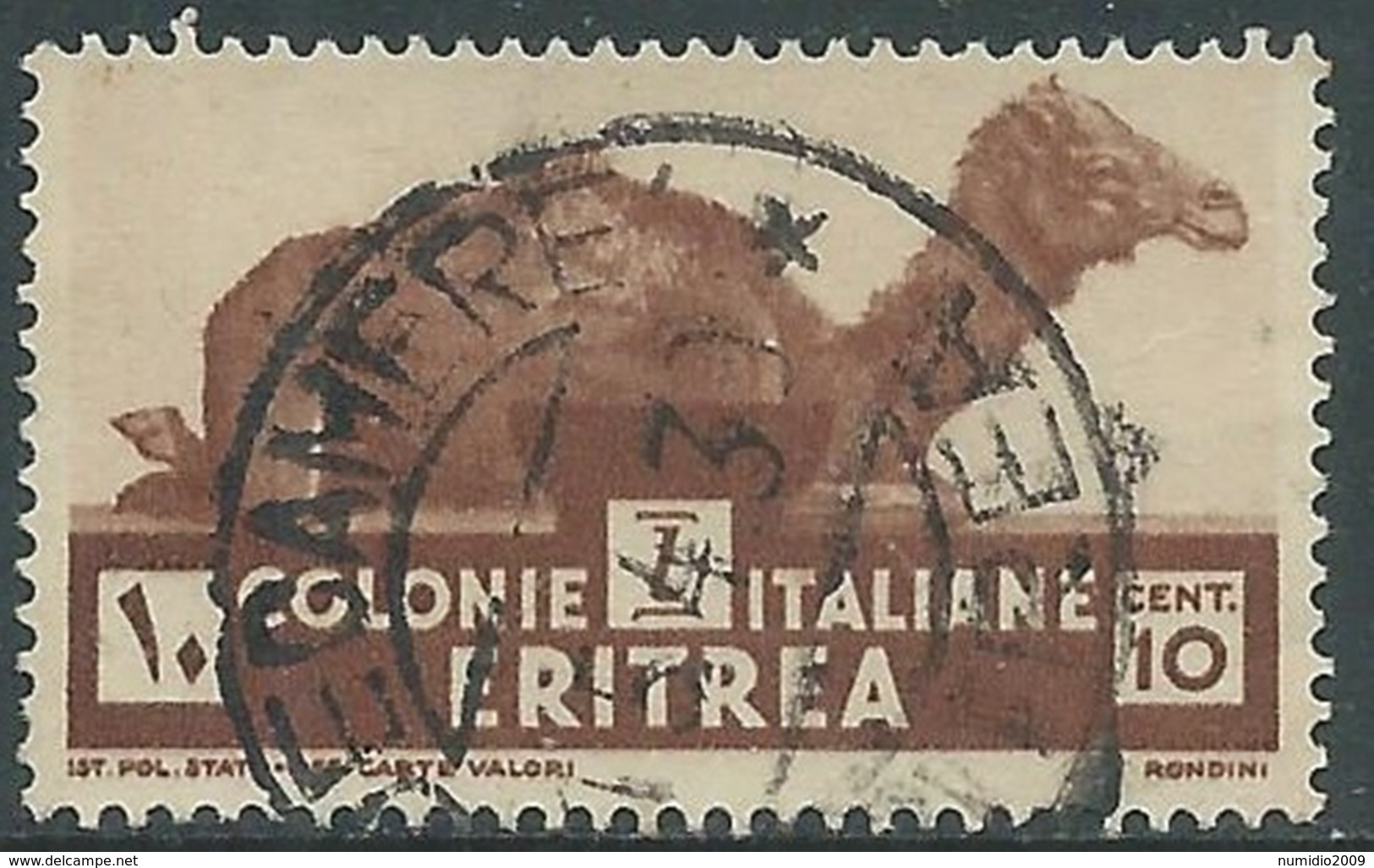 1933 ERITREA USATO SOGGETTI AFRICANI 10 CENT - UR31-4 - Eritrea