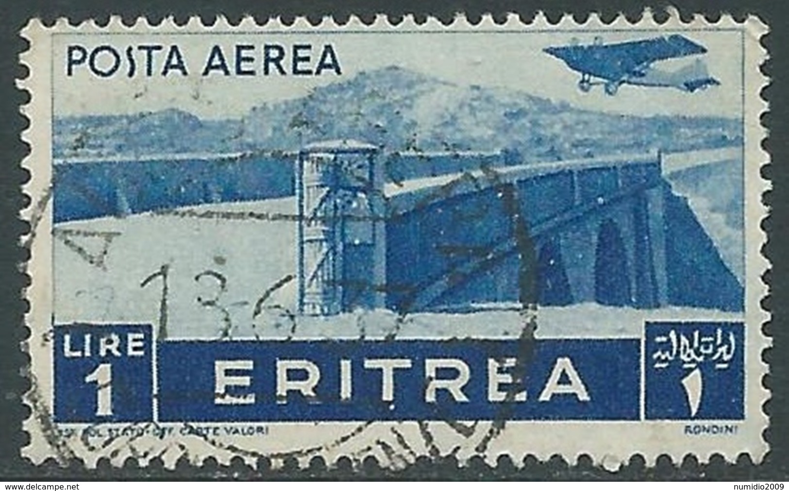 1936 ERITREA POSTA AEREA USATO SOGGETTI AFRICANI 1 LIRA - UR31-3 - Eritrea