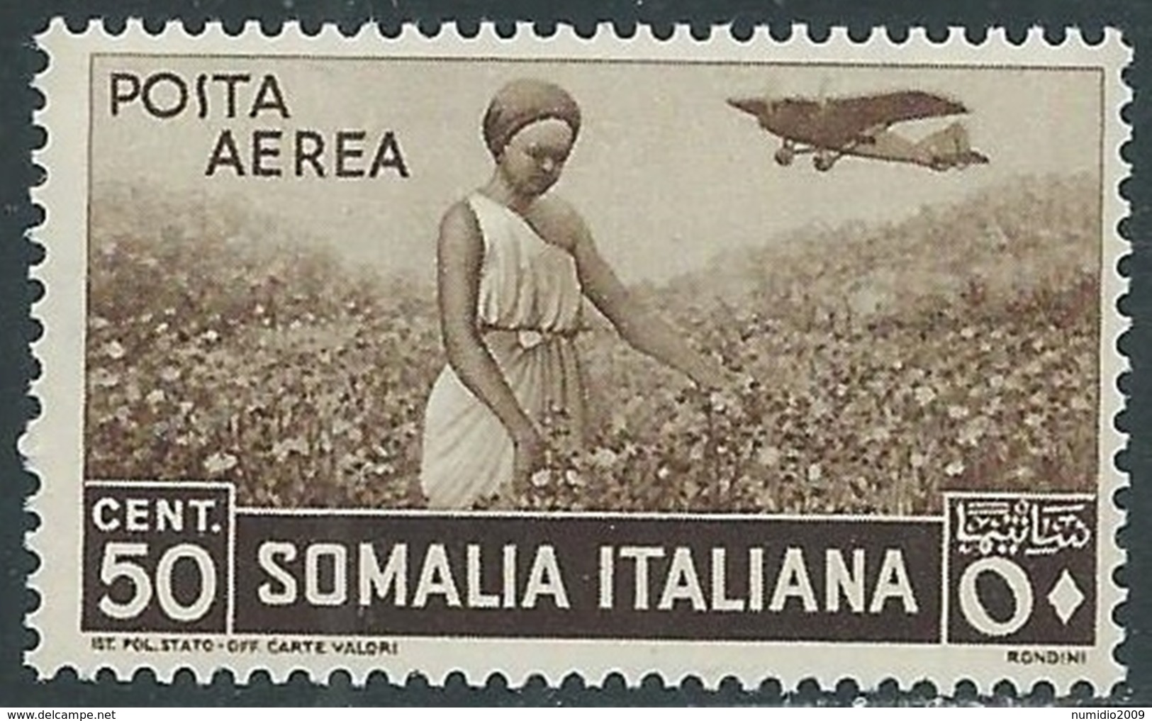 1936 SOMALIA POSTA AEREA SOGGETTI AFRICANI 50 CENT MNH ** - UR35 - Somalia